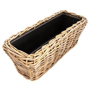 Rectangular Planter with Black Plastic Insert - Brown